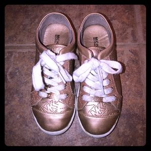 Girls Rose Gold Michael Kors Tennis Shoes